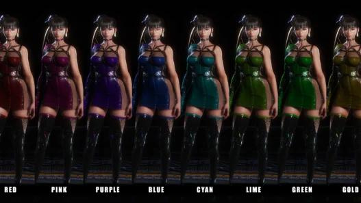 Adds 11 new color variations of the Cybernetic Dress in Stellar Blade, with mix-and-match options and accessory edits.