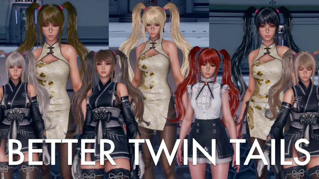Download Better Twin Tails mod for Stellar Blade NIKKE DLC. Customize hair, remove headset, and change colors. Supports modular install and Vortex.