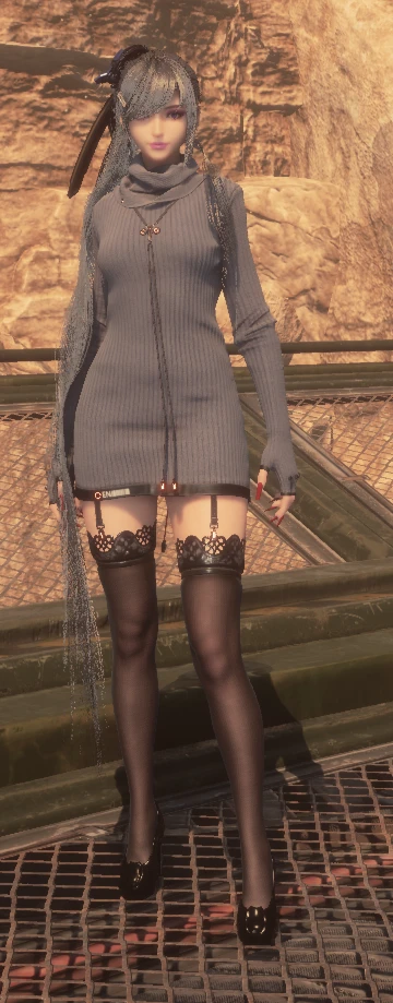 Daily Knit Dress removed back, changed heels and long nails Download latest version of Stellar Blade mods like Daily Knit Dress edit. Learn how to install custom outfit mods with backless designs, heels, and nail changes.