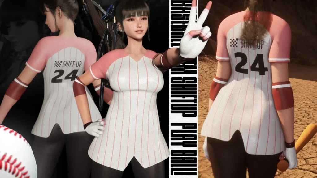 Baseball Player Suit for Eve - Outfit Baseball Player Eve sports outfit mod for Stellar Blade replaces Planet Diving Suit 7th with a sporty uniform. Compatible baseball bat weapon mods.