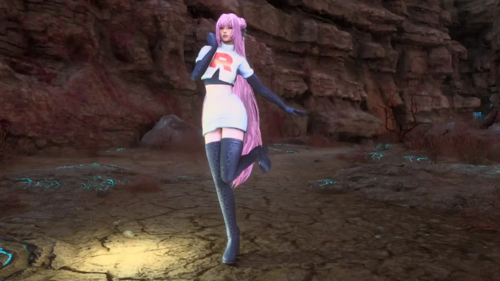 Jessie Pkemon Go Replace Keyhole Suit in Stellar Blade with Jessie’s model from Pokémon Go. A bold crossover outfit mod for Team Rocket fans.