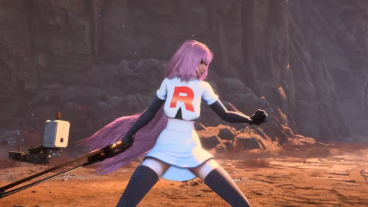 Replace Keyhole Suit in Stellar Blade with Jessie’s model from Pokémon Go. A bold crossover outfit mod for Team Rocket fans.