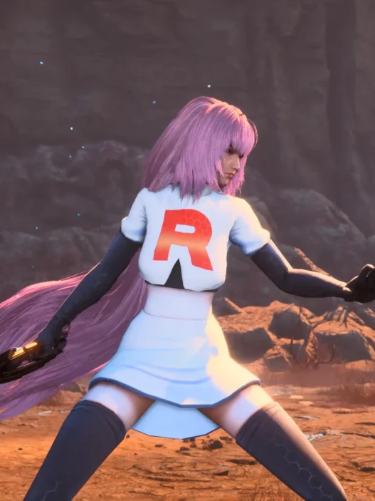 Replace Keyhole Suit in Stellar Blade with Jessie’s model from Pokémon Go. A bold crossover outfit mod for Team Rocket fans.