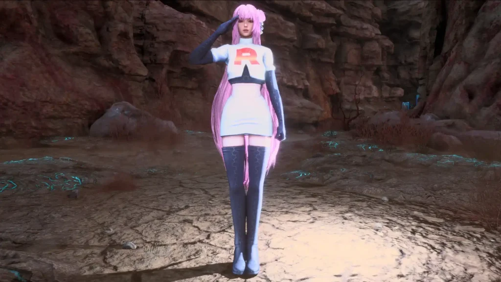 Jessie Pkemon Go Replace Keyhole Suit in Stellar Blade with Jessie’s model from Pokémon Go. A bold crossover outfit mod for Team Rocket fans.