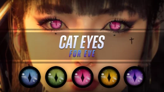 Cat Eyes mod adds multiple feline-style eye textures for Eve in Stellar Blade. Choose from several colors and install via the ~mods folder.