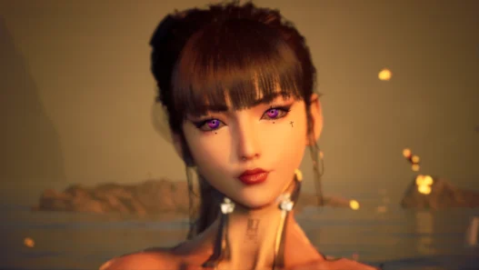 Face mod for Stellar Blade adds aegyo-sal, scar, cross, red lips, and beauty marks.