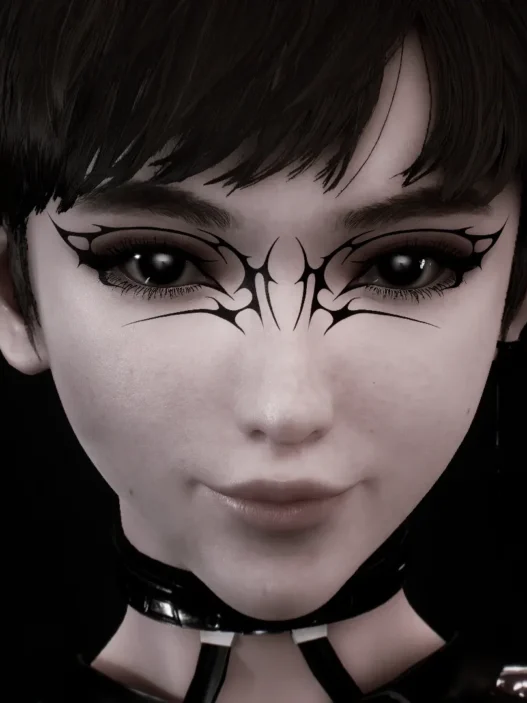 Butterfly-inspired eye makeup mod for Eve in Stellar Blade. Adds a sleek cybersigilism touch.