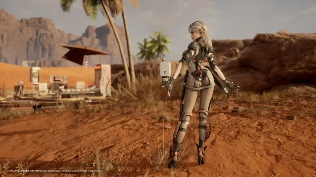 Slim Missing Link, Smaller Shoulder Piece (No Back Fashion) Slim Missing Link with smaller shoulder piece without back accessories mod for Stellar Blade with smaller shoulder armor and no back accessories.