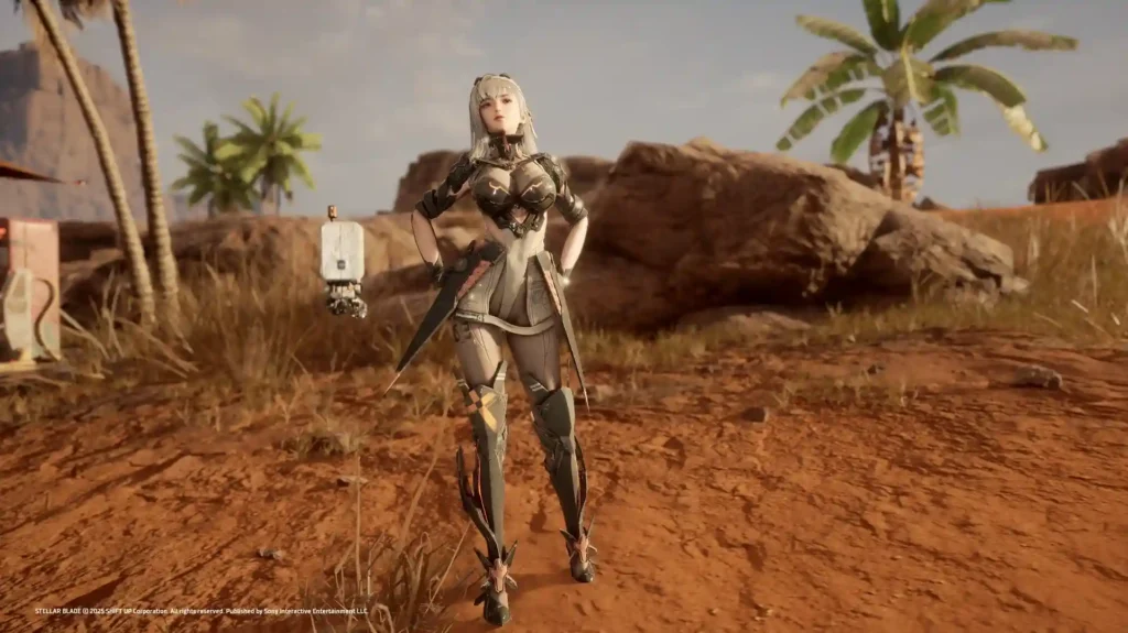 Slim Missing Link, Smaller Shoulder Piece (No Back Fashion) Slim Missing Link with smaller shoulder piece without back accessories mod for Stellar Blade with smaller shoulder armor and no back accessories.