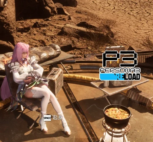 Replace the first four camp music tracks in Stellar Blade with iconic songs from Persona 3 Reload. Easy install and compatible with all versions.