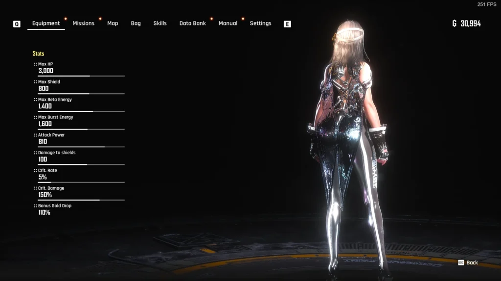 Planet Diving Suit Noir Transform Stellar Blade's orange diving suit into a sleek space gray variant. Easy texture mod installation that avoids conflicts with other outfit modifications.