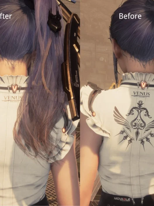 No Back Print - Eve FourSecondsEverydayWear How to install No Back Print mod for Eve's FourSecondsEverydayWear outfit in Stellar Blade. Minimalist office suit look.