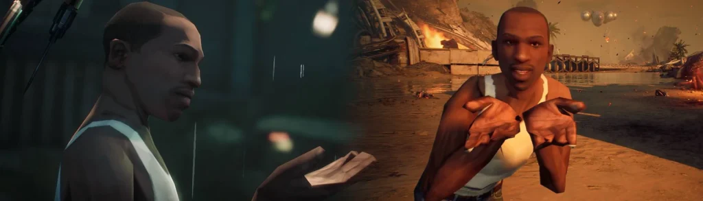 CJ mod Stellar Blade Replace Eve with CJ (Carl Johnson) from GTA San Andreas in Stellar Blade. Fully compatible with gameplay, cutscenes, and Photo Mode—with facial expressions!