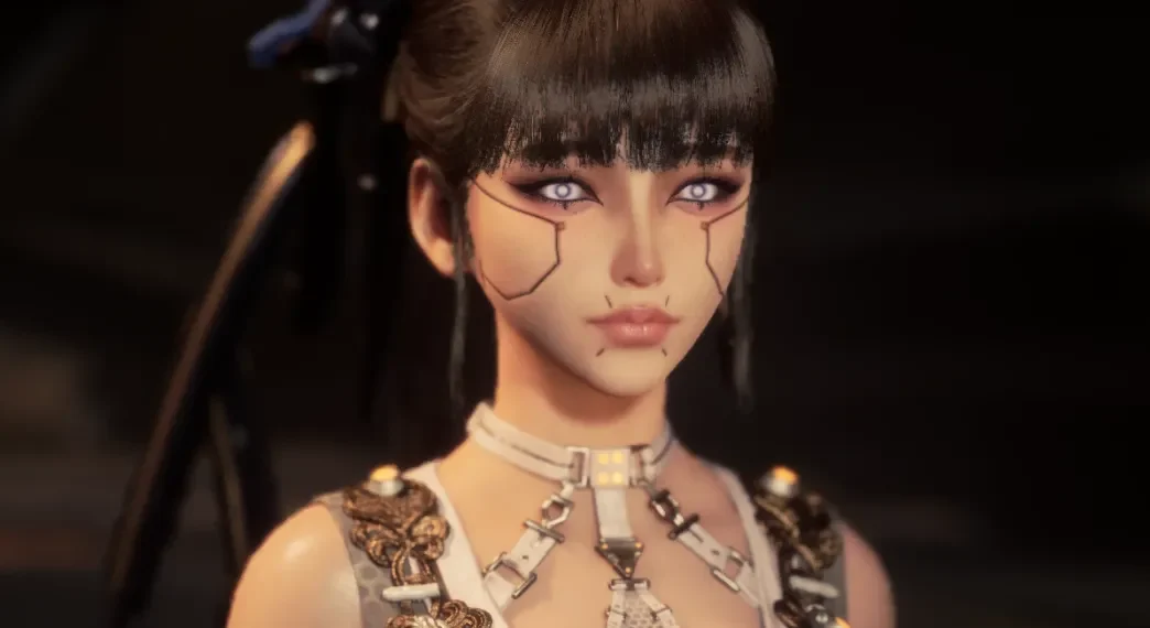 How to install Cyberpunk-style cyberware mod for EVE in Stellar Blade. Includes tweaked makeup with vanilla eyes.