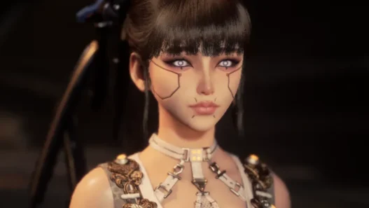 How to install Cyberpunk-style cyberware mod for EVE in Stellar Blade. Includes tweaked makeup with vanilla eyes.