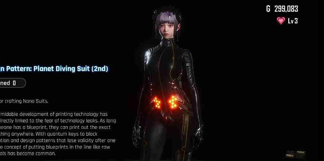 PSN Link Bug Fix Fixes the PSN bug that prevents "Design Print: Planet Diving Suit (2nd) V2" from showing up in Roxanne's Shop in Stellar Blade. Works with New Game+.