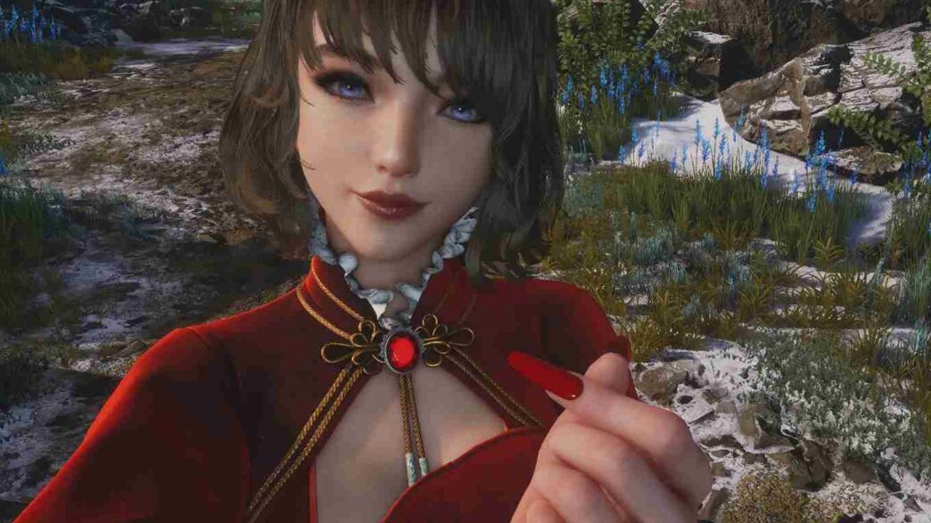 Nails extension for Crimson Wings Enhance Eve's Crimson Wings outfit in Stellar Blade with red nail extensions. Cosmetic mod for a bold look.