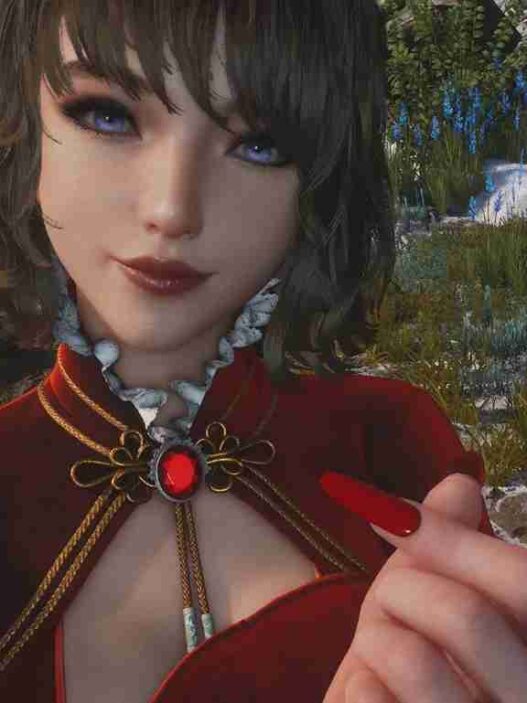 Enhance Eve's Crimson Wings outfit in Stellar Blade with red nail extensions. Cosmetic mod for a bold look.