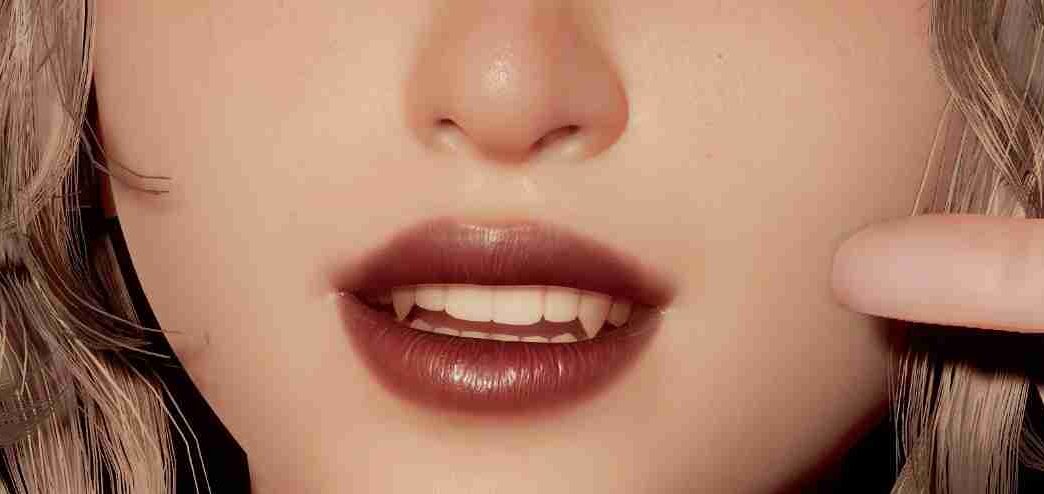 Add vampire fangs to EVE in Stellar Blade mod of cosmetic mod gives her elongated teeth and a subtle vampiric look to texture-only and easy to install.