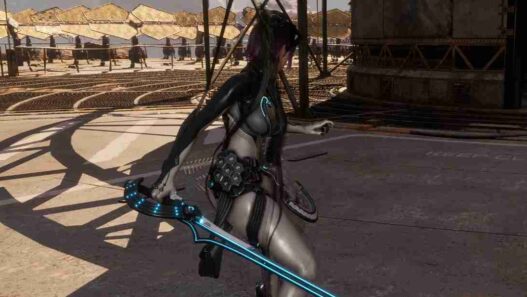 Replace Eve’s weapon with Raven’s sword in Stellar Blade while keeping her hairpin and pulley intact, compatible with all hairstyles.