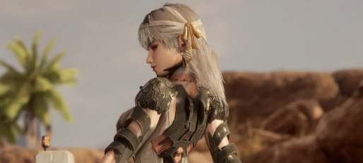 Slim Missing Link with smaller shoulder piece without back accessories mod for Stellar Blade with smaller shoulder armor and no back accessories.