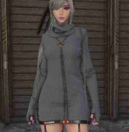 Daily Knit Dress removed back, changed heels and long nails Download latest version of Stellar Blade mods like Daily Knit Dress edit. Learn how to install custom outfit mods with backless designs, heels, and nail changes.