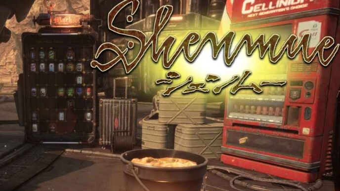 This mod replaces the vending machine background music with the Shenmue OST (Option Intro).